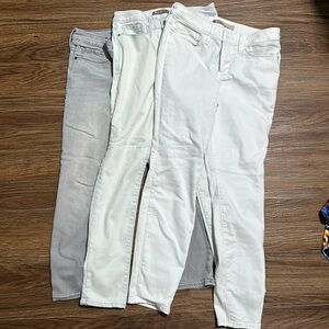 Athleta jeans 6 petite white gray skinny cropped sculptek